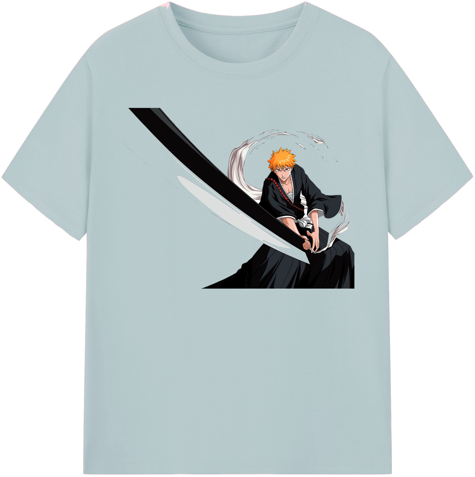 （画像用） ブリーチ 黒崎一護（くろさき いちご）BLEACH Kurosaki Ichigo 綿100％半袖Tシャツ（フロントプリント）